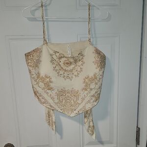American Eagle Outfitters Cream and Gold Camisole